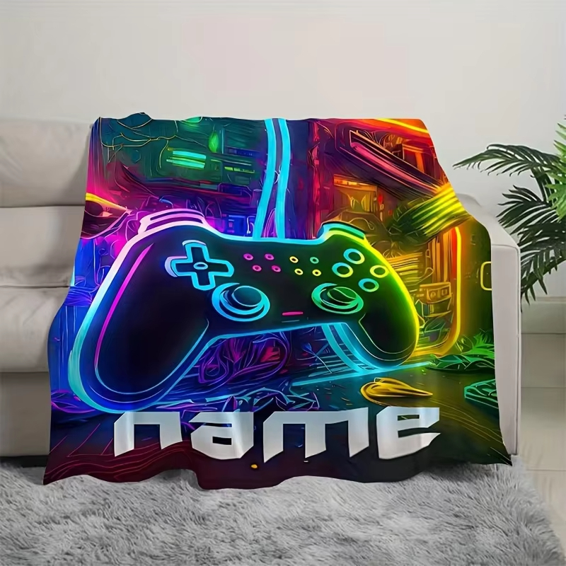 Gaming Accessories Name - Personalized Custom Name Gaming Blanket Neon