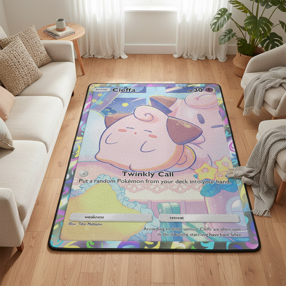 Gaming Accessories For Room - Pokemon Cleffa Anime Rug Kawaii Cute