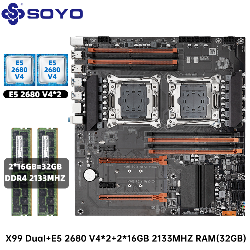Gaming Accessories Combo - SOYO NEW X99 Dual CPU Motherboard