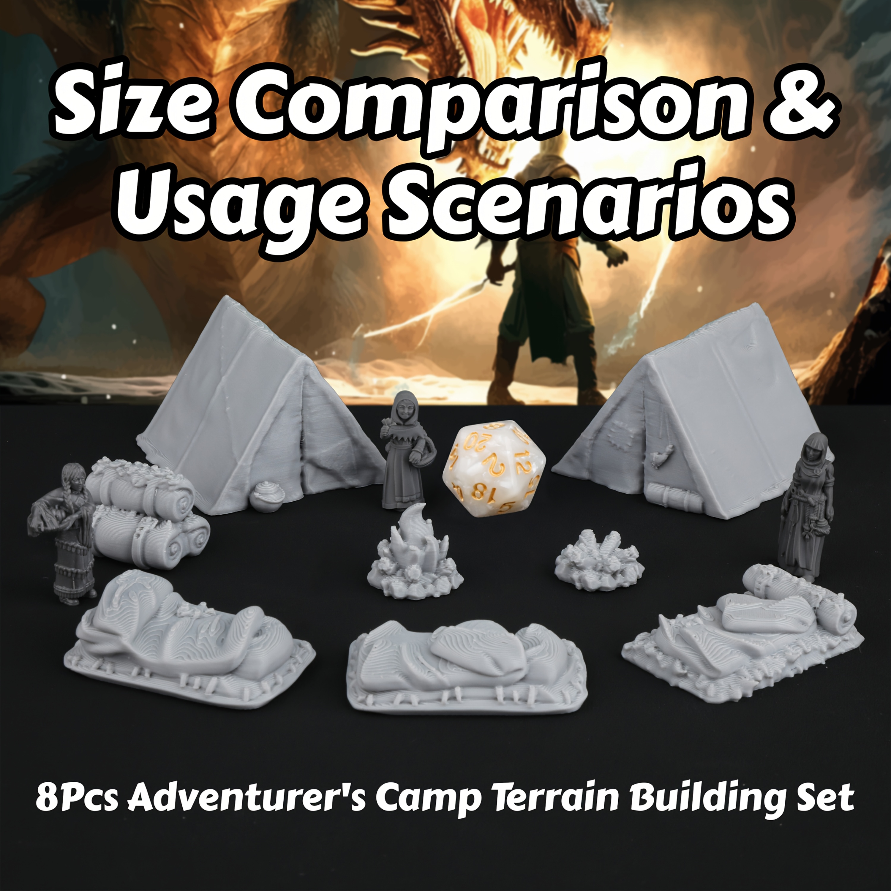 Gaming Handheld Accessories - 8pcs RPG Adventurer's Camp Miniature Terrain