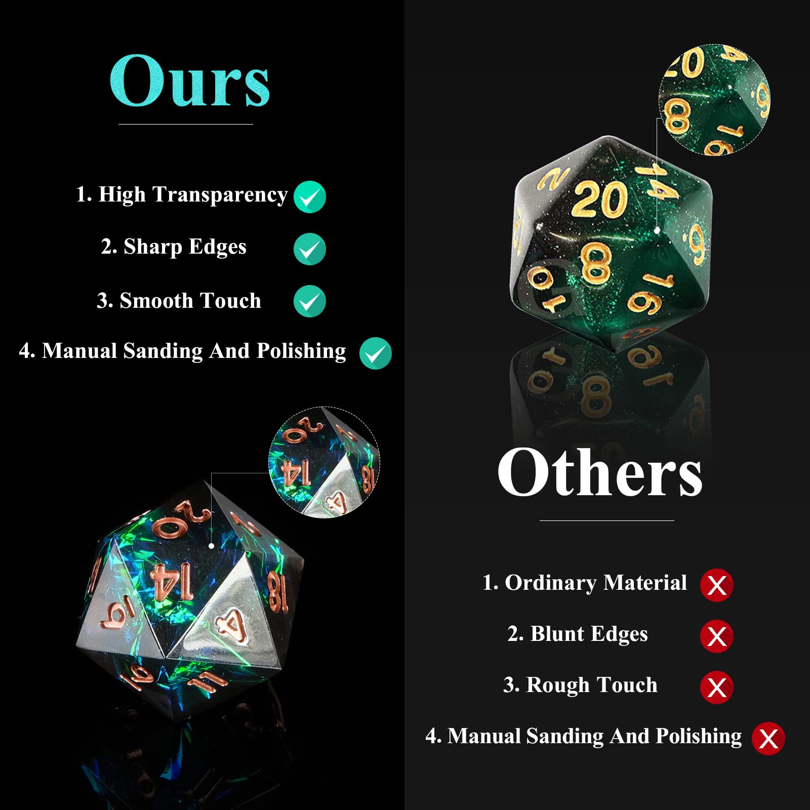 Resin Sharp Edge DND Dice Set  – Gaming Handheld Accessories recenzja i cena